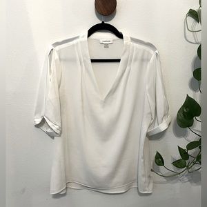Calvin Klein Aurora Pleat Detail Blouse | L | Off-White